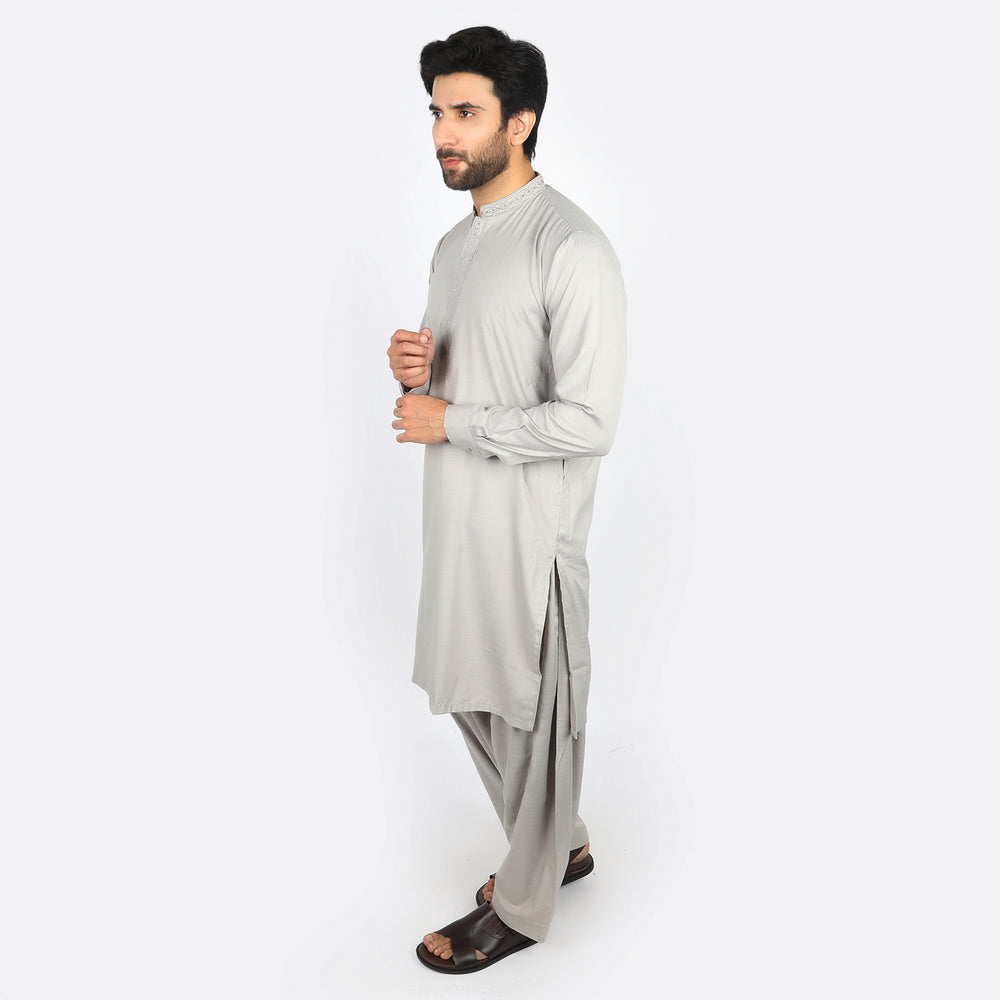 Eminent Men's Embroidered Kurta Shalwar Suit - Grey, Men's Shalwar Kameez, Eminent, Chase Value
