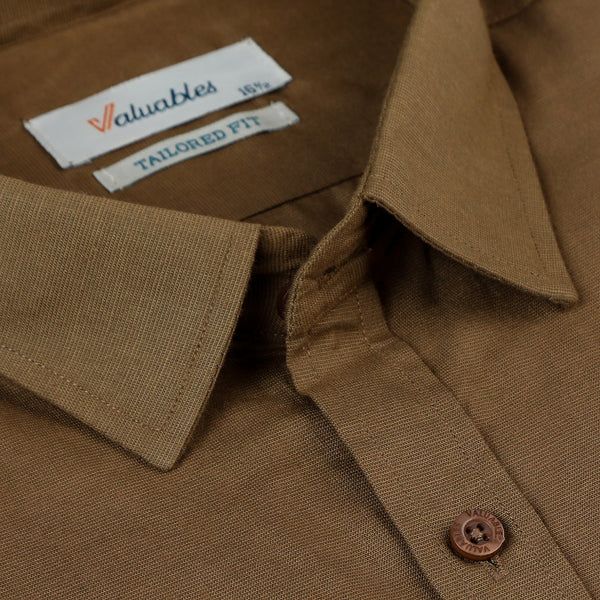 Valuable Men's Formal Chambray Shirt - Brown