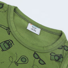 Newborn Boys Sando T-Shirt - Olive Green