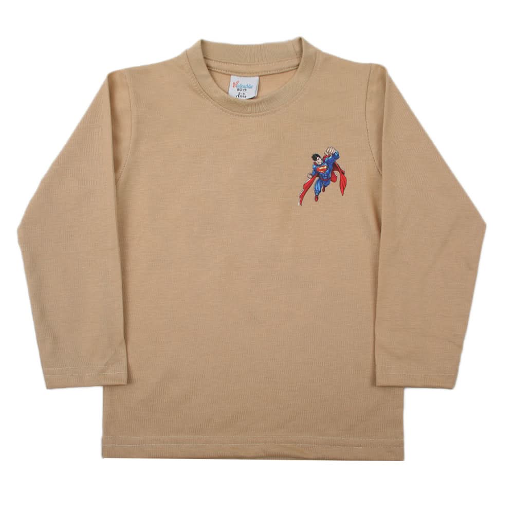 Boys Full Sleeves T-Shirt - Light Brown, Boys T-Shirts, Chase Value, Chase Value