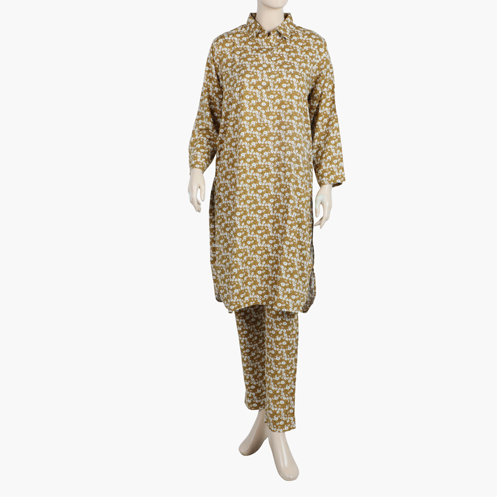 Women's Printed Cord Set - Tan, Women Shalwar Suits, Chase Value, Chase Value
