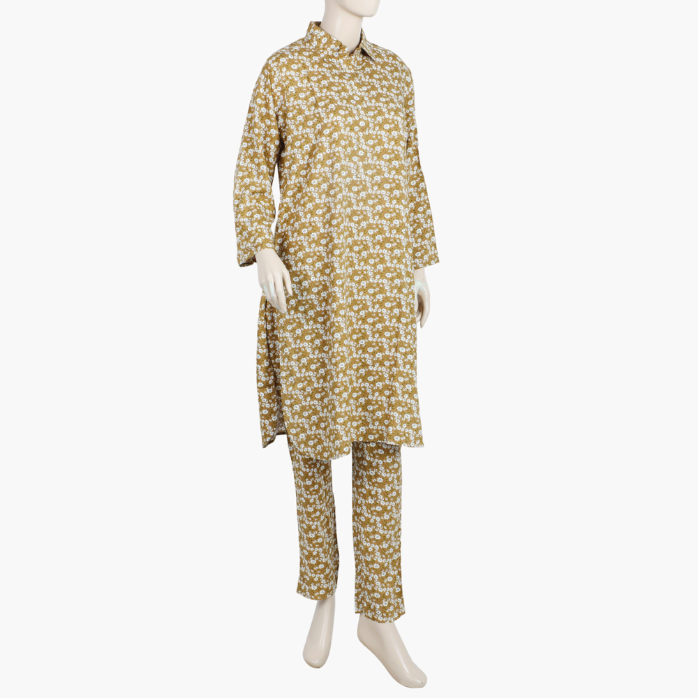 Women's Printed Cord Set - Tan, Women Shalwar Suits, Chase Value, Chase Value