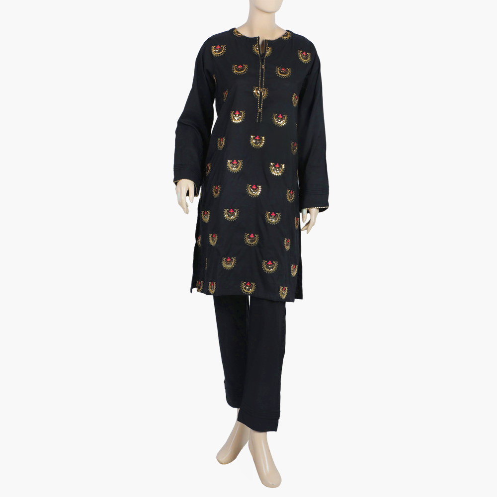 Women's Embroidered Shalwar Suit - Black, Women Shalwar Suits, Chase Value, Chase Value