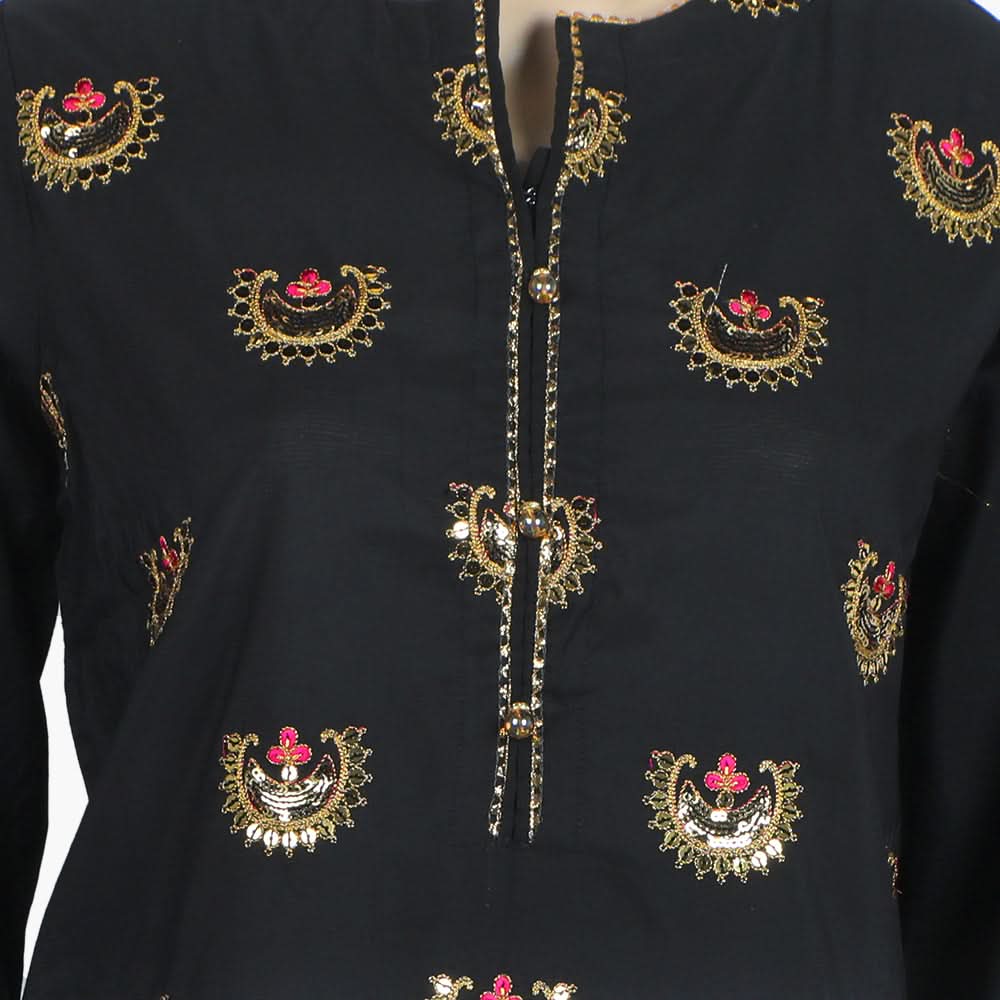 Women's Embroidered Shalwar Suit - Black, Women Shalwar Suits, Chase Value, Chase Value
