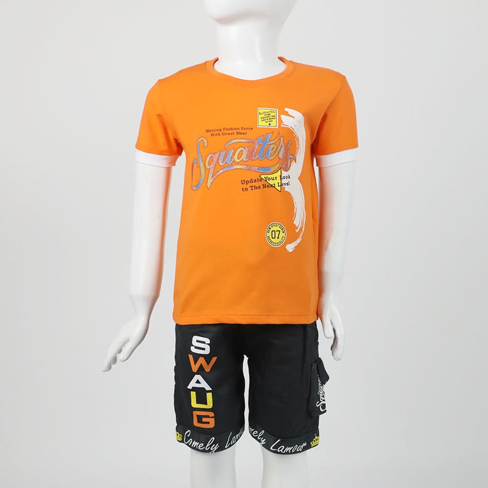 Boys Half Sleeves Suit - Orange, Boys Sets & Suits, Chase Value, Chase Value