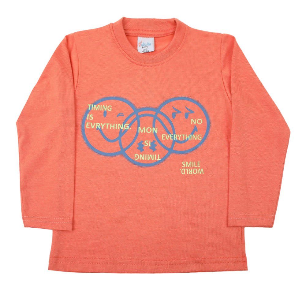 Boys Full Sleeves T-Shirt - Peach, Boys T-Shirts, Chase Value, Chase Value