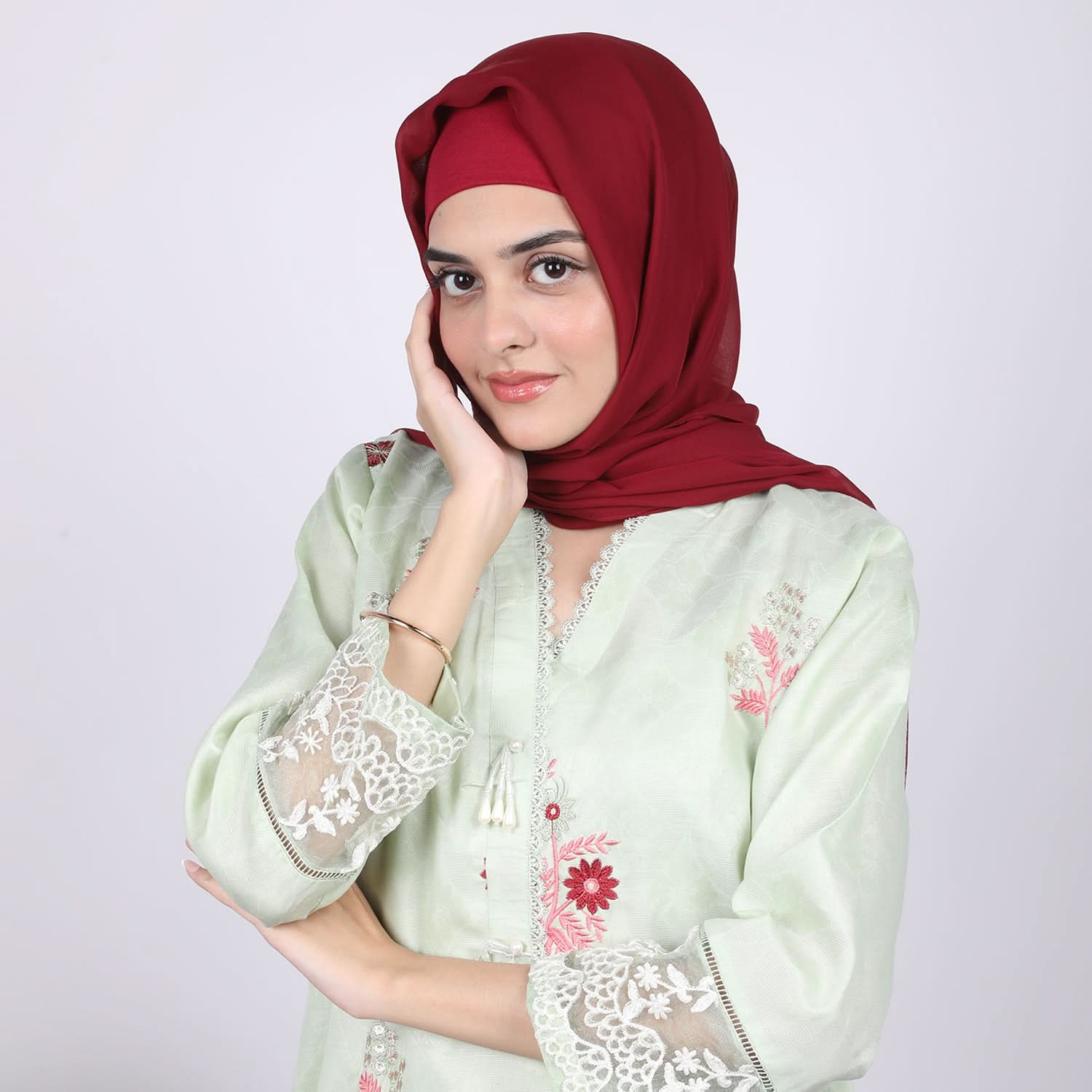 Women's Emborided 2pcs Suit - Pista, Women Shalwar Suits, Chase Value, Chase Value