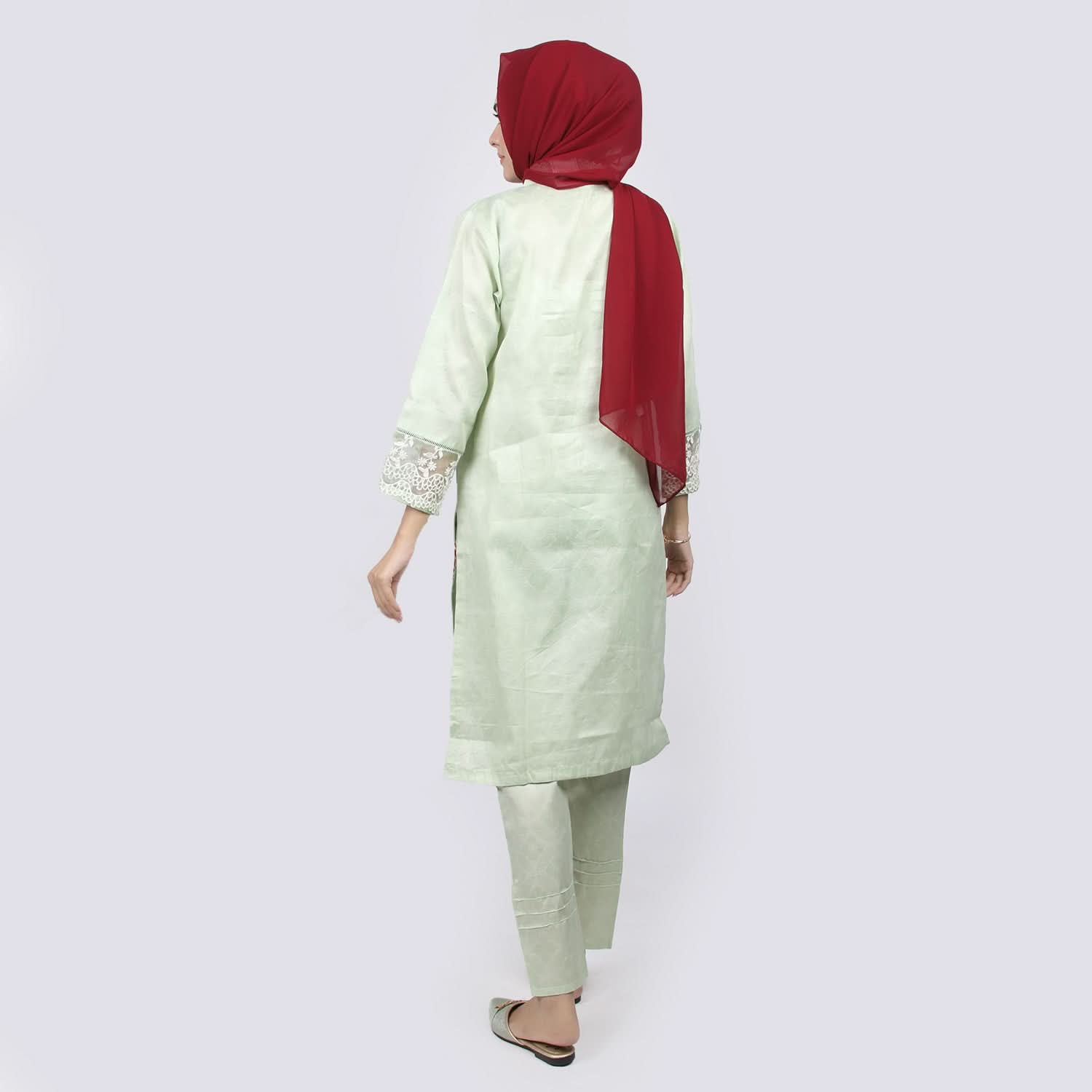Women's Emborided 2pcs Suit - Pista, Women Shalwar Suits, Chase Value, Chase Value
