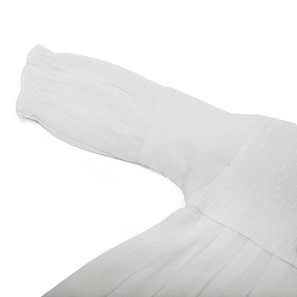 Newborn Girls Full Sleeves Frock - White, Newborn Girls Frocks, Chase Value, Chase Value