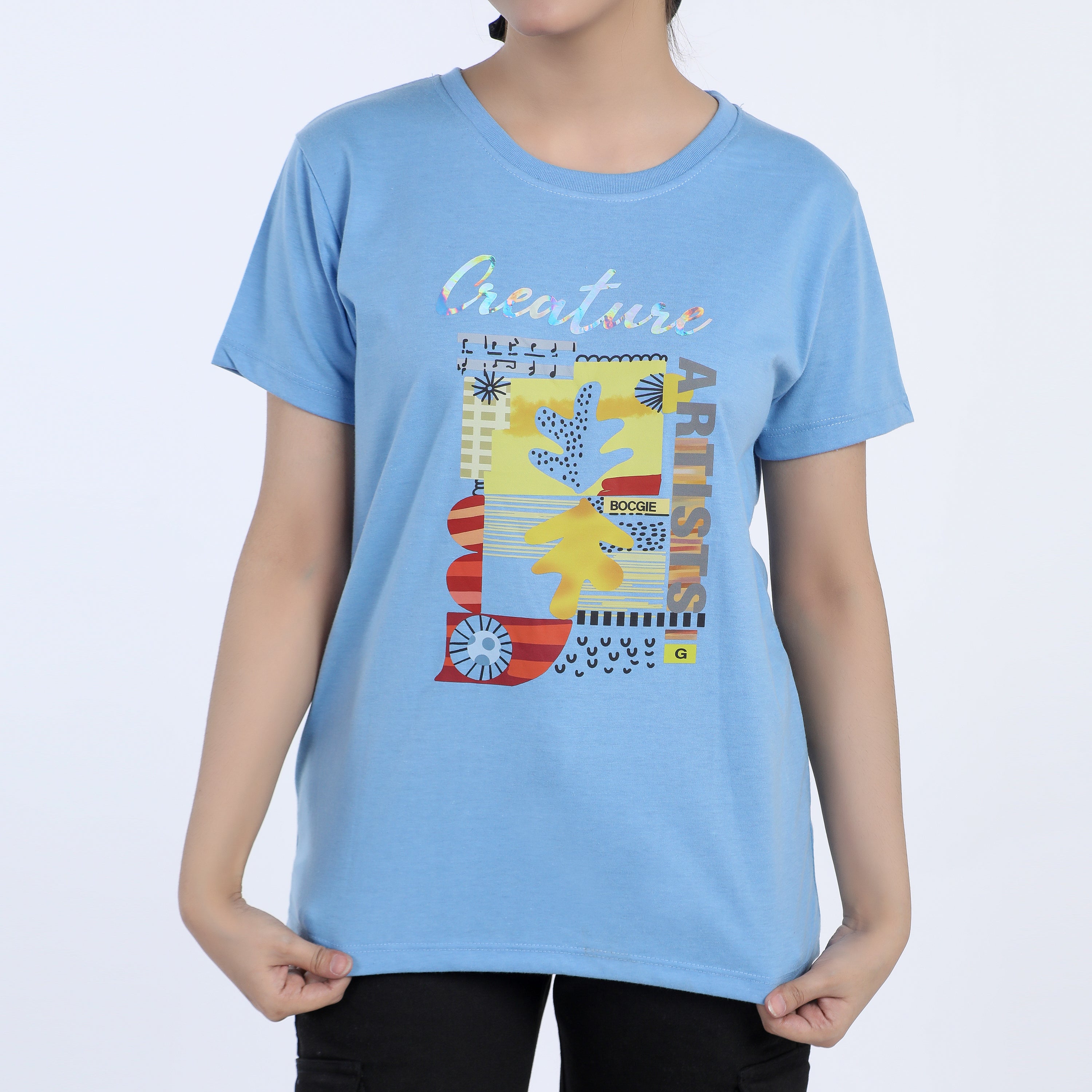 Women's Half Sleeves T-shirt - Blue, Women T-Shirts & Tops, Chase Value, Chase Value