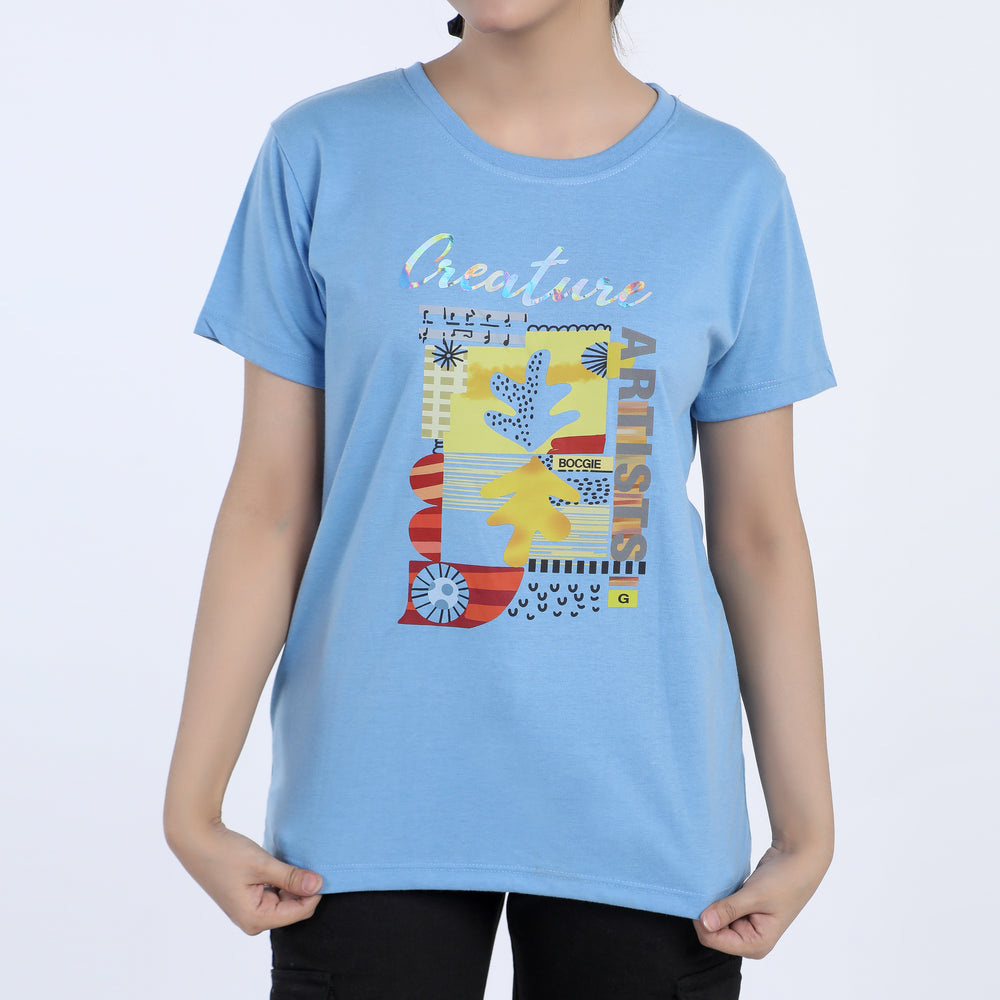 Women's Half Sleeves T-shirt - Blue, Women T-Shirts & Tops, Chase Value, Chase Value