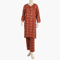 Women's Printed Cord Set - Burgundy