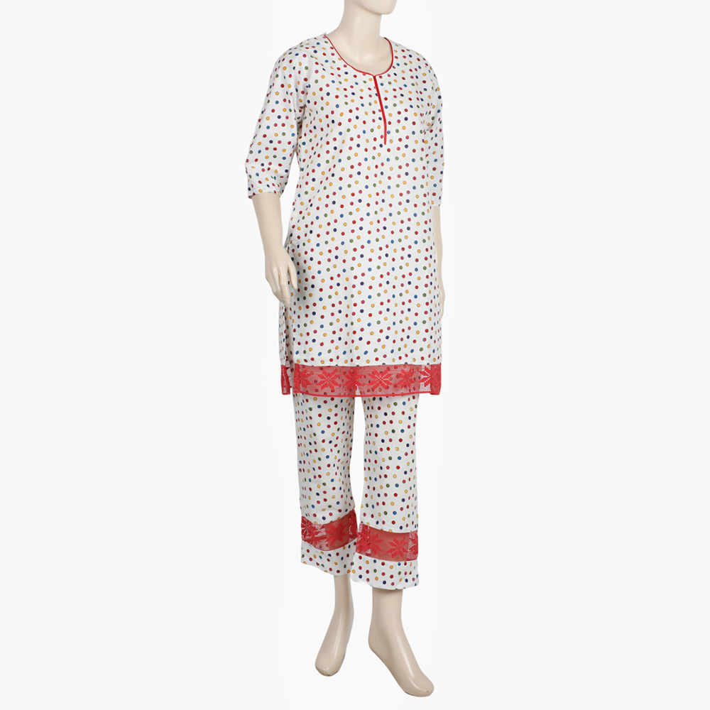 Women's Printed Cotton Co-Ord 2Pcs Suit - Off White, Women Shalwar Suits, Chase Value, Chase Value