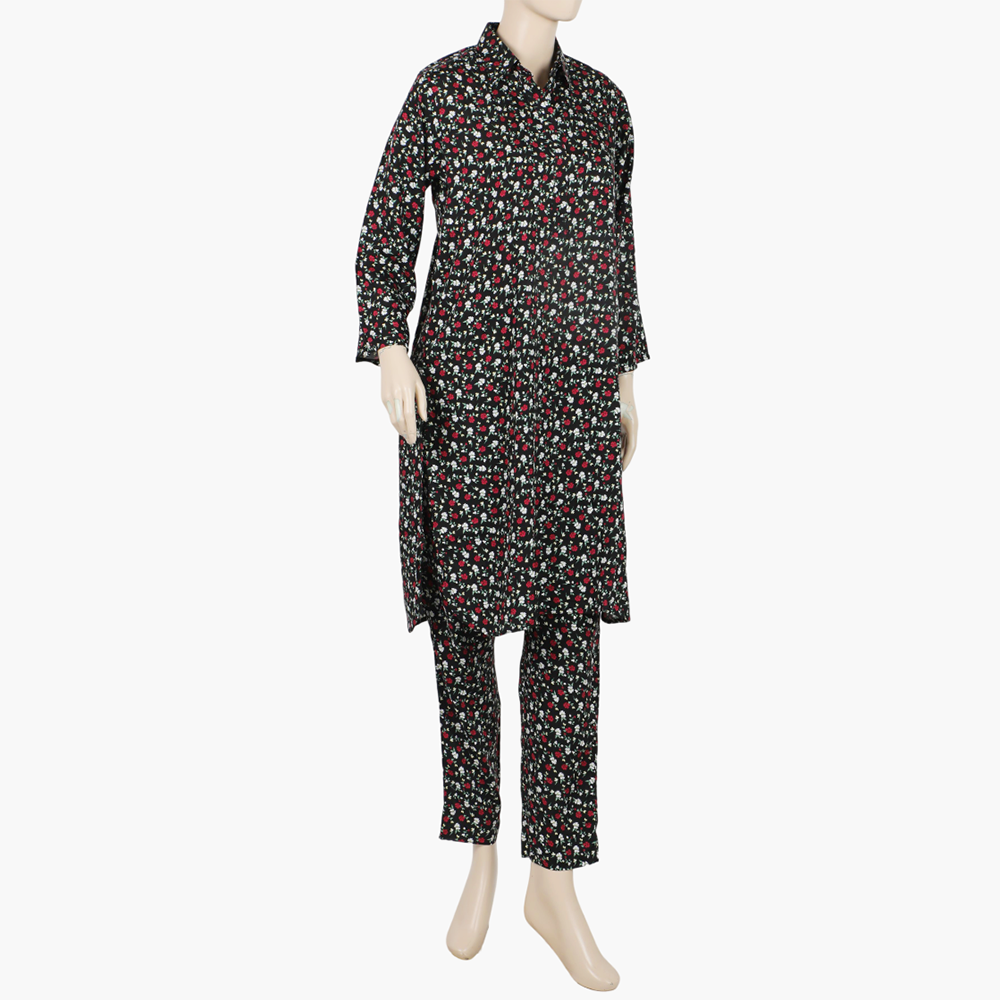 Women's Printed Cord Set - Black, Women Shalwar Suits, Chase Value, Chase Value