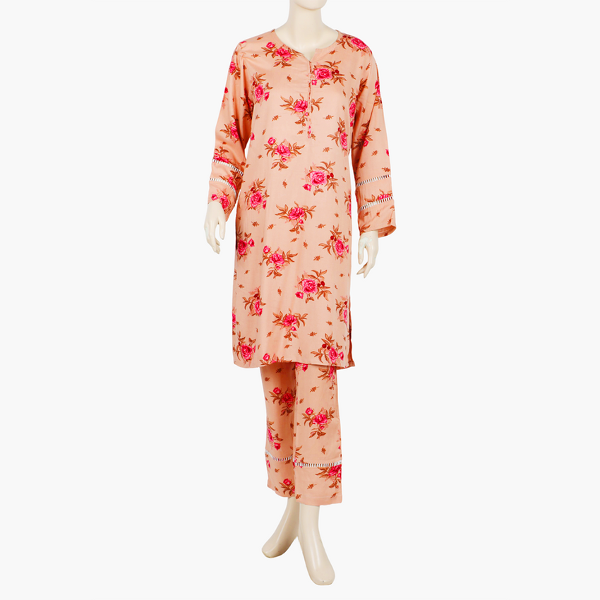 Women's Printed Cord Set - Peach