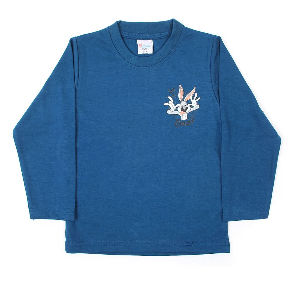Boys Full Sleeves T-Shirt - Steel Blue, Boys T-Shirts, Chase Value, Chase Value
