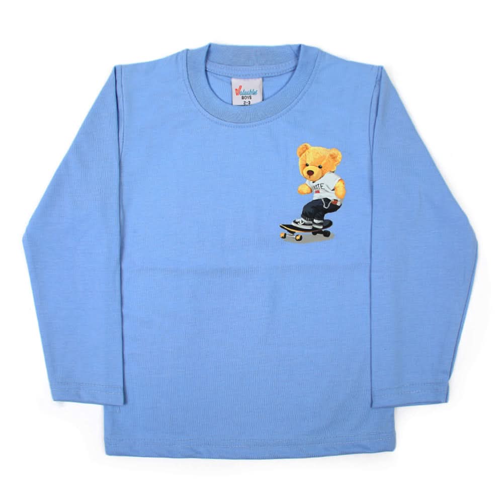 Boys Full Sleeves T-Shirt - Sky Blue, Boys T-Shirts, Chase Value, Chase Value