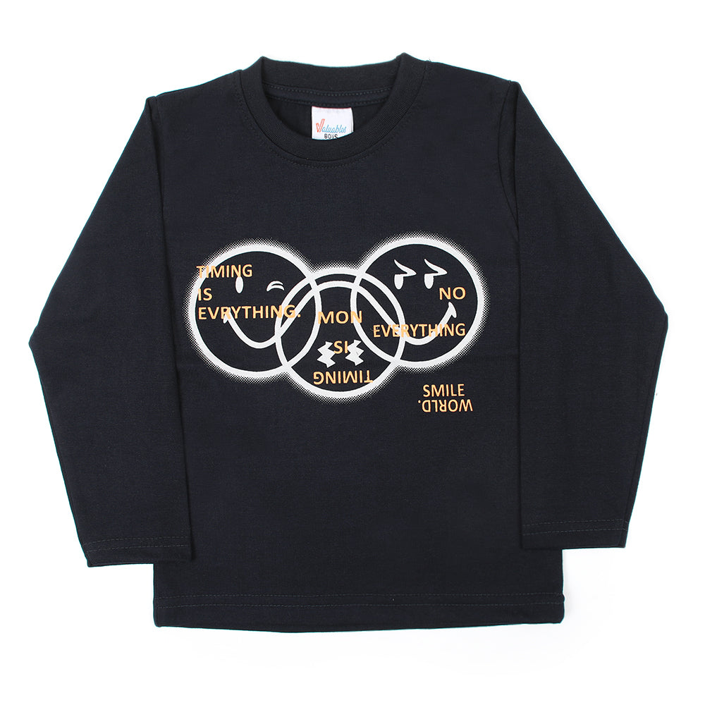 Boys Full Sleeves T-Shirt - Navy Blue, Boys T-Shirts, Chase Value, Chase Value