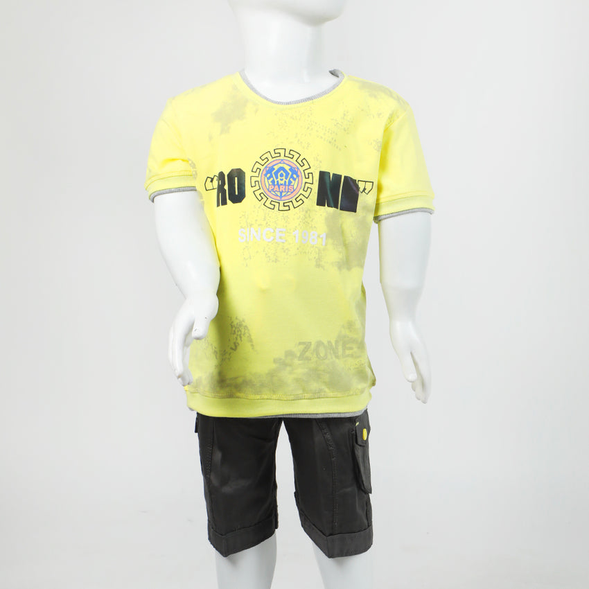 Boys Half Sleeves Suit - Yellow