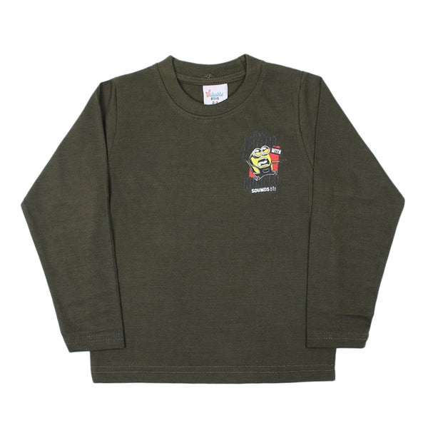 Boys Full Sleeves T-Shirt -Olive Green