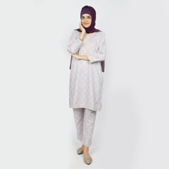 Women's Printed Khaddar Stitched 2pcs Suit - Light Purple