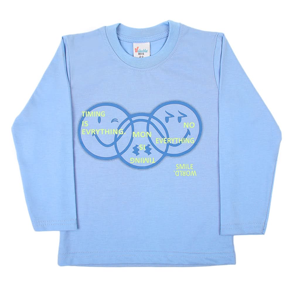Boys Full Sleeves T-Shirt - Sky Blue, Boys T-Shirts, Chase Value, Chase Value