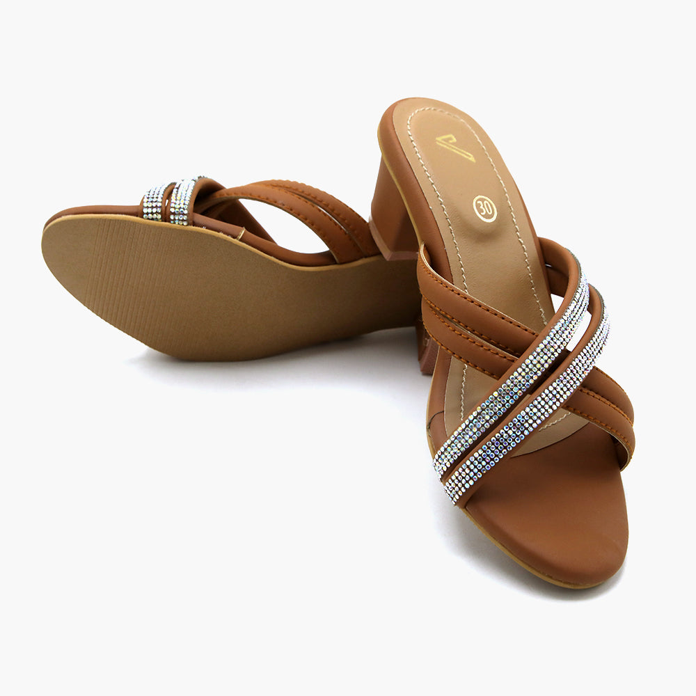 Girls Heel Slipper - Mustard, Girls Heels, Chase Value, Chase Value