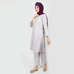 Women's Printed Khaddar Stitched 2pcs Suit - Light Purple