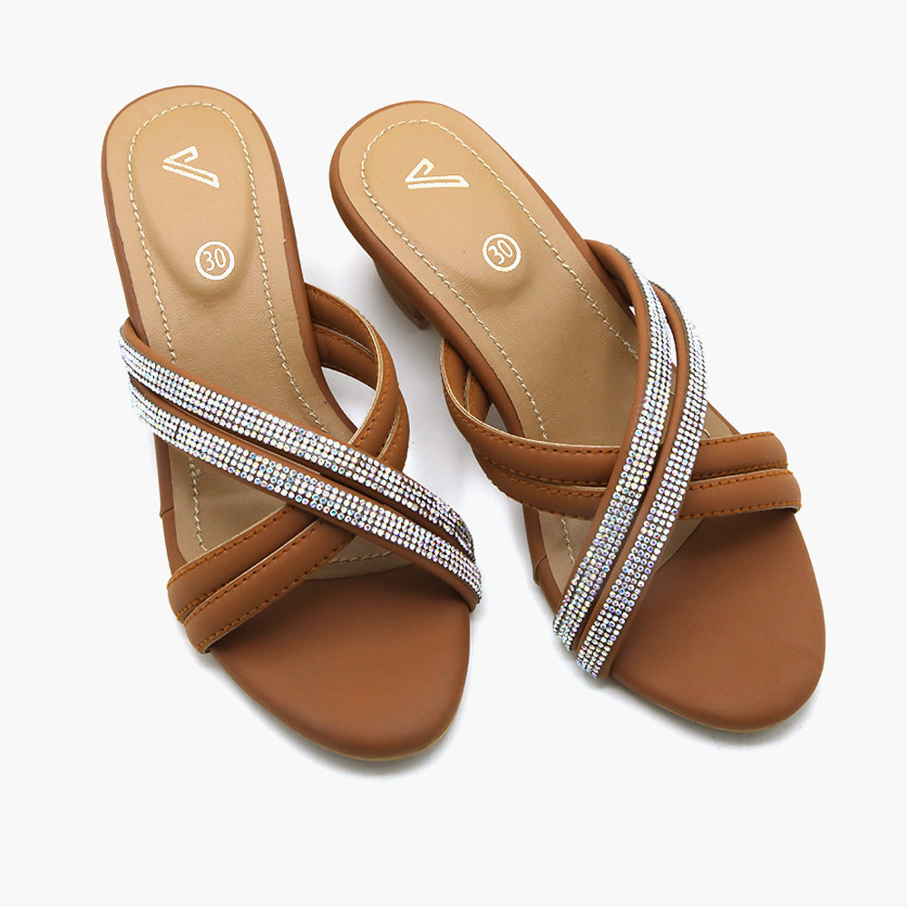 Girls Heel Slipper - Mustard, Girls Heels, Chase Value, Chase Value