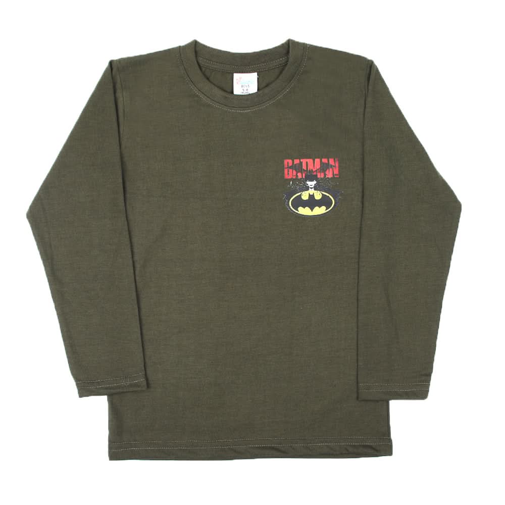 Boys Full Sleeves T-Shirt - Olive Green, Boys T-Shirts, Chase Value, Chase Value