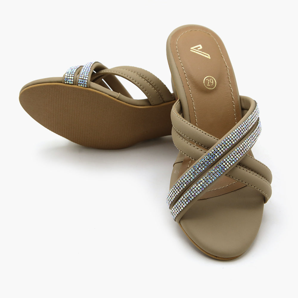 Girls Heel Slipper - Fawn, Girls Heels, Chase Value, Chase Value