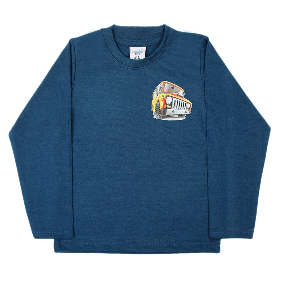 Boys Full Sleeves T-Shirt - Steel Blue, Boys T-Shirts, Chase Value, Chase Value