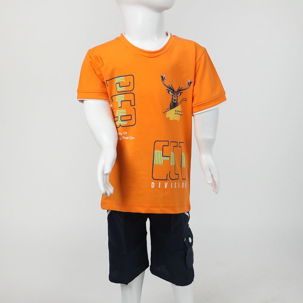 Boys Half Sleeves Suit - Orange, Boys Sets & Suits, Chase Value, Chase Value