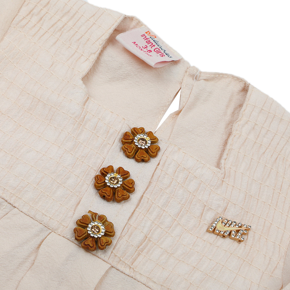 Newborn Girls Full Sleeves Frock - Peach, Newborn Girls Frocks, Chase Value, Chase Value