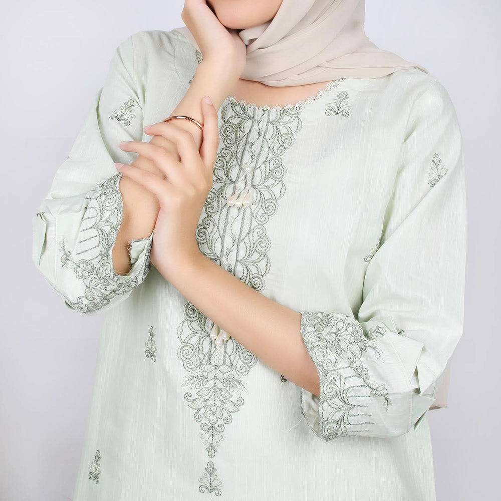 Women's Embroidered 2pcs Suit - Light Pista, Women Shalwar Suits, Chase Value, Chase Value