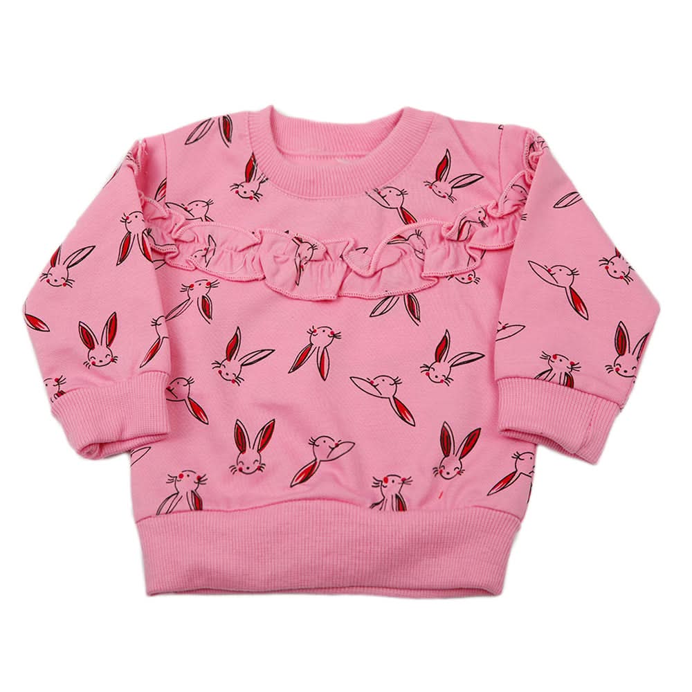 Newborn Girls Full Sleeves T-Shirt - Pink, Newborn Girls T-Shirts, Chase Value, Chase Value