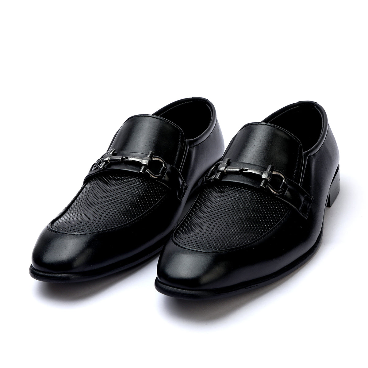 Valuable Perforated Leather - Slip-On Formal Loafers - Black, Men's Formal Shoes, Chase Value, Chase Value