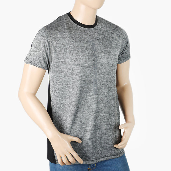 Men's Fancy Round Neck T-Shirt - Light Grey