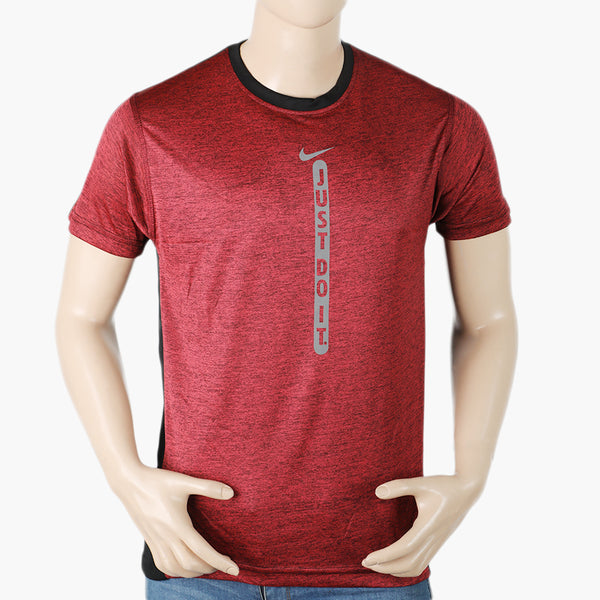 Men's Fancy Round Neck T-Shirt - Maroon, Men's T-Shirts & Polos, Chase Value, Chase Value