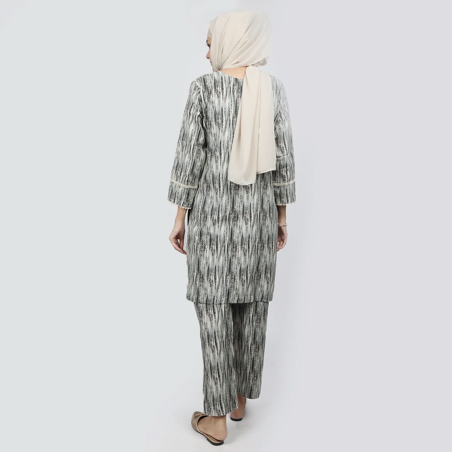 Women's Printed Khaddar Stitched 2pcs Suit - Olive, Women Shalwar Suits, Chase Value, Chase Value