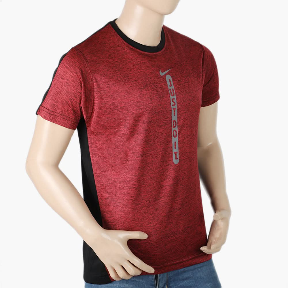 Men's Fancy Round Neck T-Shirt - Maroon, Men's T-Shirts & Polos, Chase Value, Chase Value