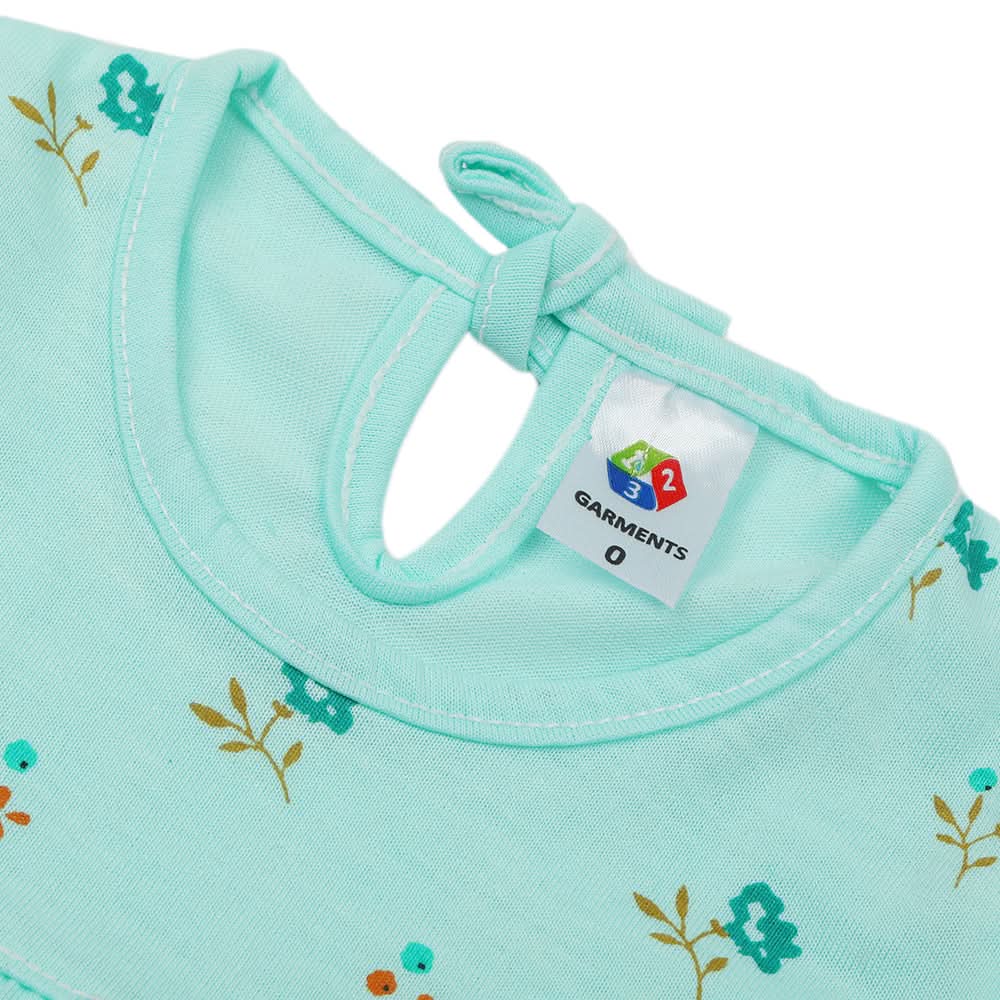 Newbron Girls Full Sleeves Suit - Cyan, Newborn Girls Sets & Suits, Chase Value, Chase Value