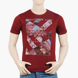Men's Round Neck Half Sleeves Printed T-Shirt - Maroon, Men's T-Shirts & Polos, Chase Value, Chase Value