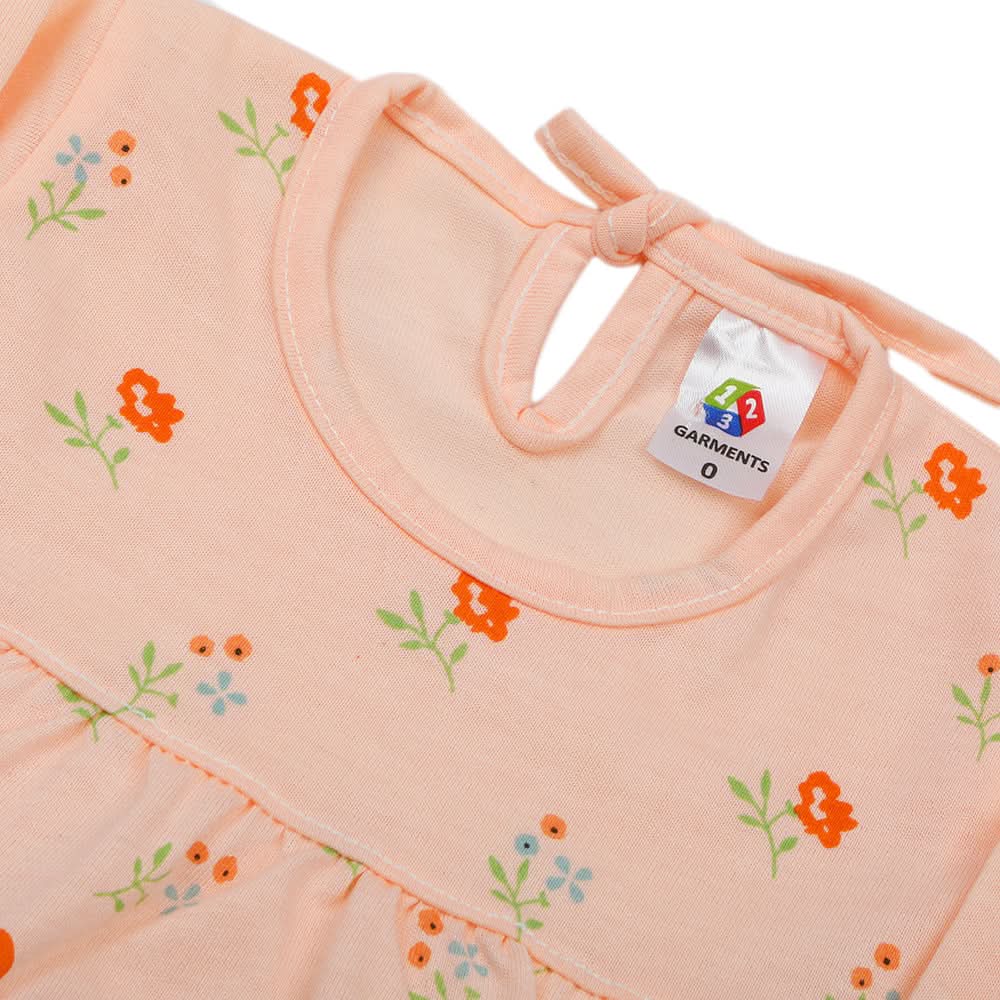 Newbron Girls Full Sleeves Suit - Peach, Newborn Girls Sets & Suits, Chase Value, Chase Value
