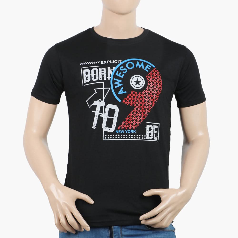 Men's Round Neck Half Sleeves Printed T-Shirt - Fawn, Men's T-Shirts & Polos, Chase Value, Chase Value