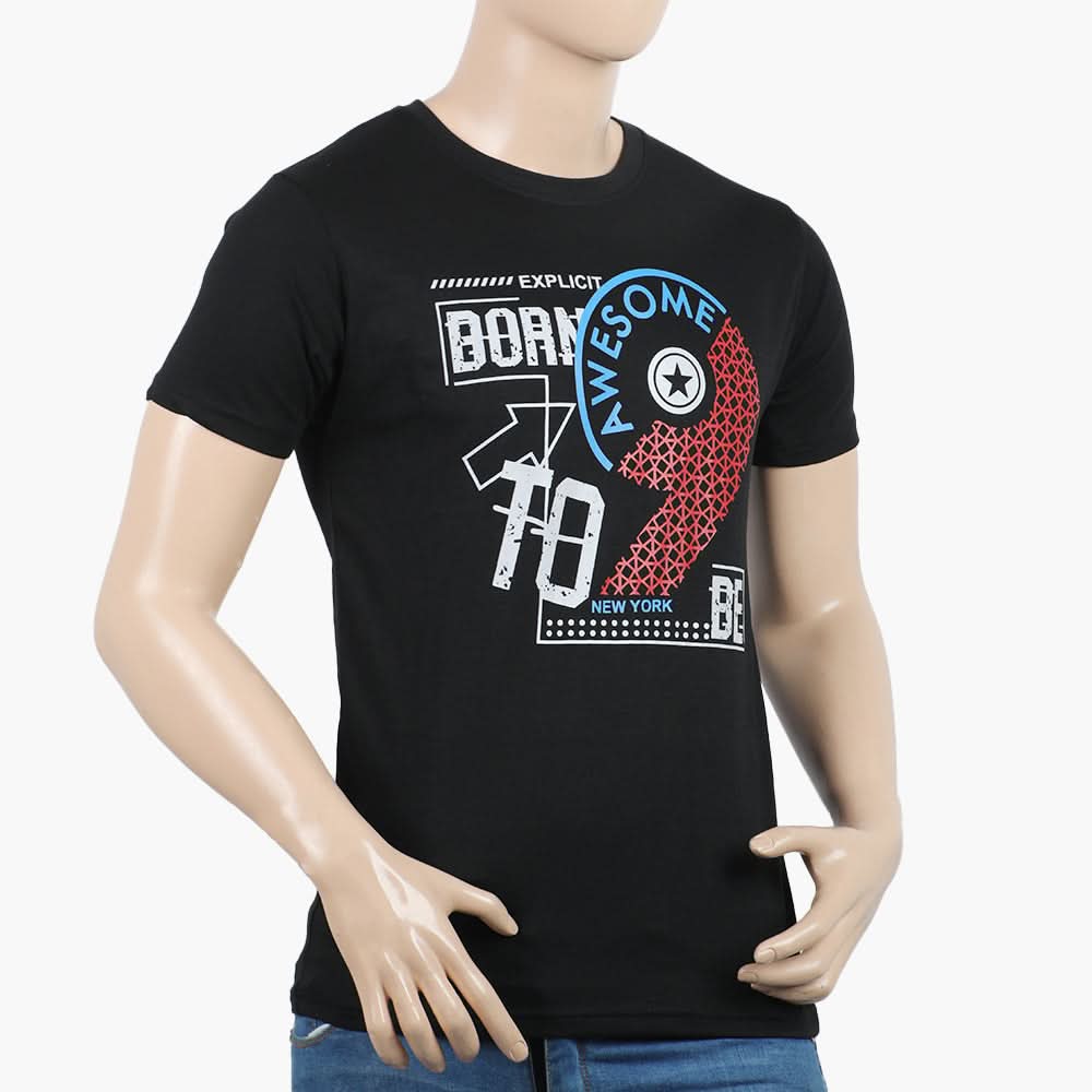 Men's Round Neck Half Sleeves Printed T-Shirt - Fawn, Men's T-Shirts & Polos, Chase Value, Chase Value