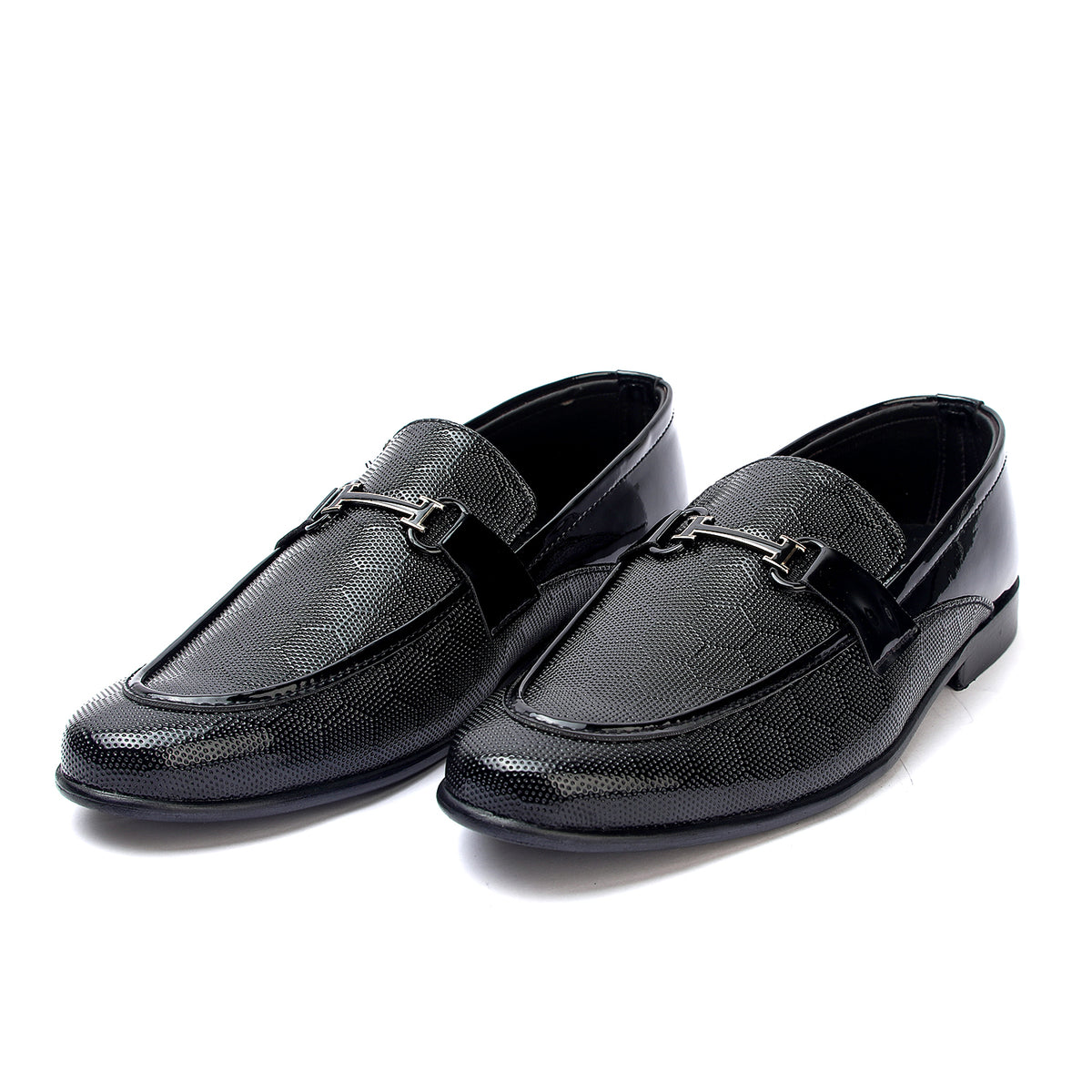 Valuable Black Leather Loafers with Buckle Accent, Men's Formal Shoes, Chase Value, Chase Value