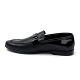 Valuable Black Leather Loafers with Buckle Accent, Men's Formal Shoes, Chase Value, Chase Value
