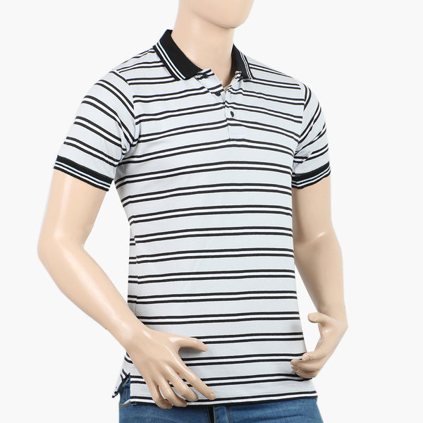 Men's Half Sleeves Tipping Collar Polo T-Shirt - Light Grey