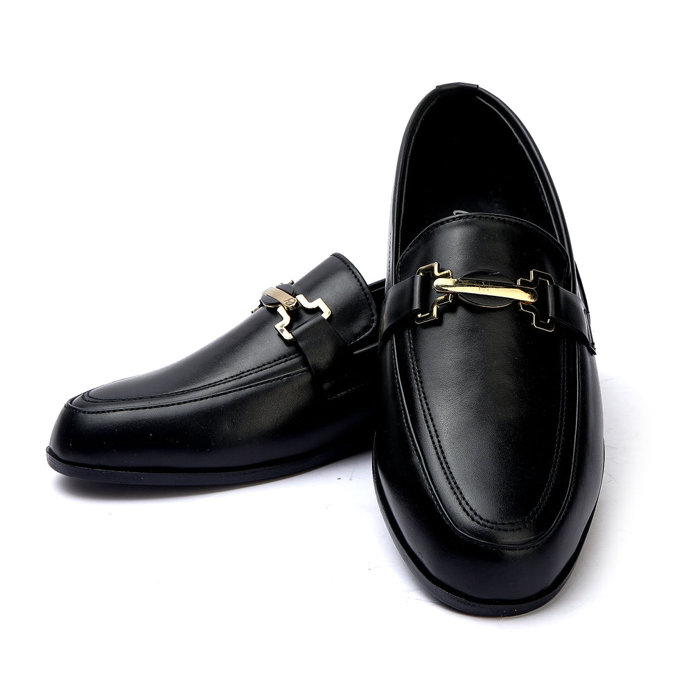 Valuable Perforated Leather - Elegant Slip-On Dress Shoes - Black, Men's Formal Shoes, Chase Value, Chase Value